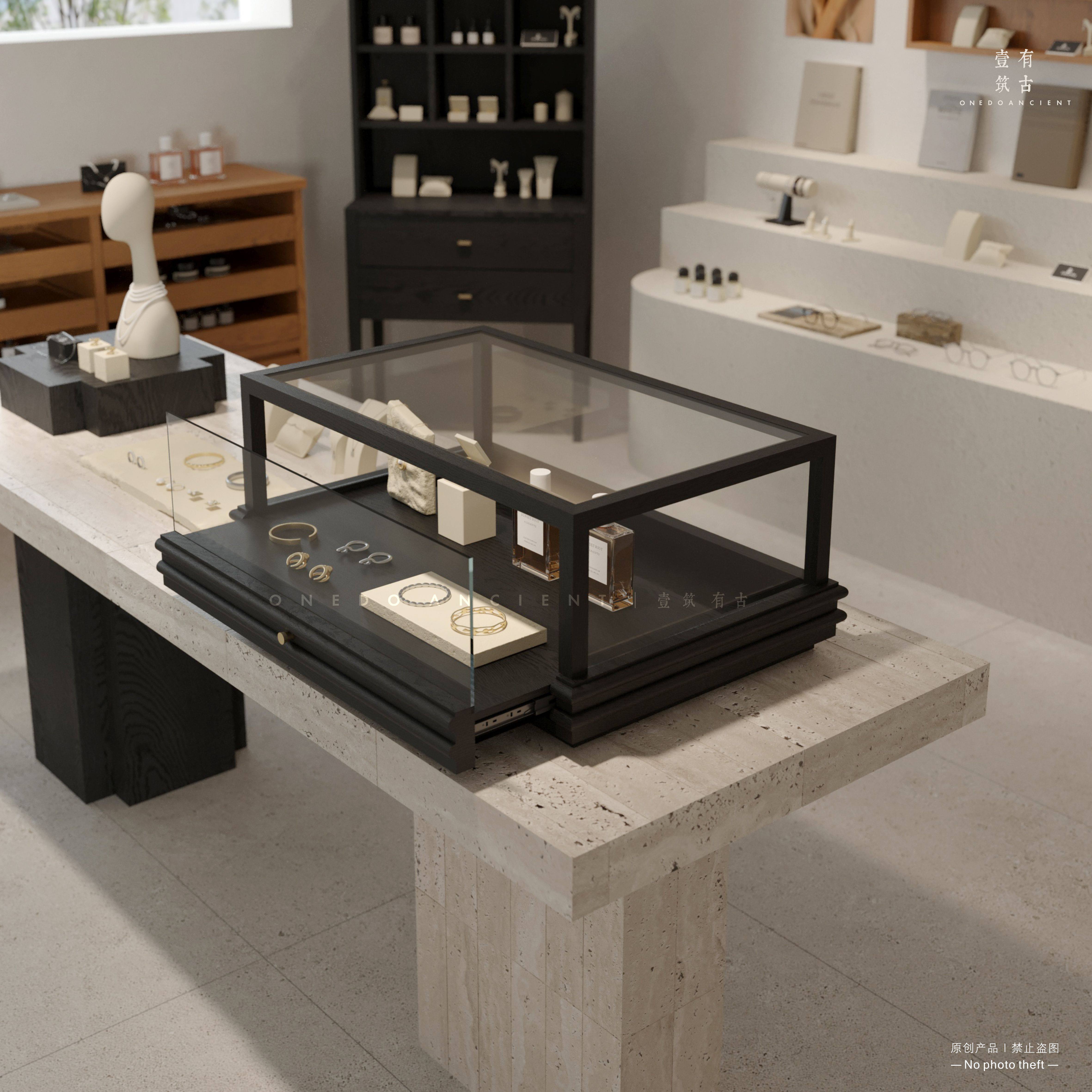 时尚简约台面玻璃展示柜陈列柜商业透明展柜饰品珠宝银饰店专用柜
