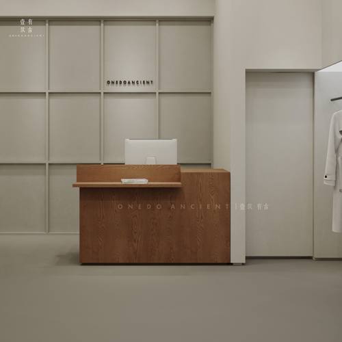 饭店餐馆小型木纹受理台