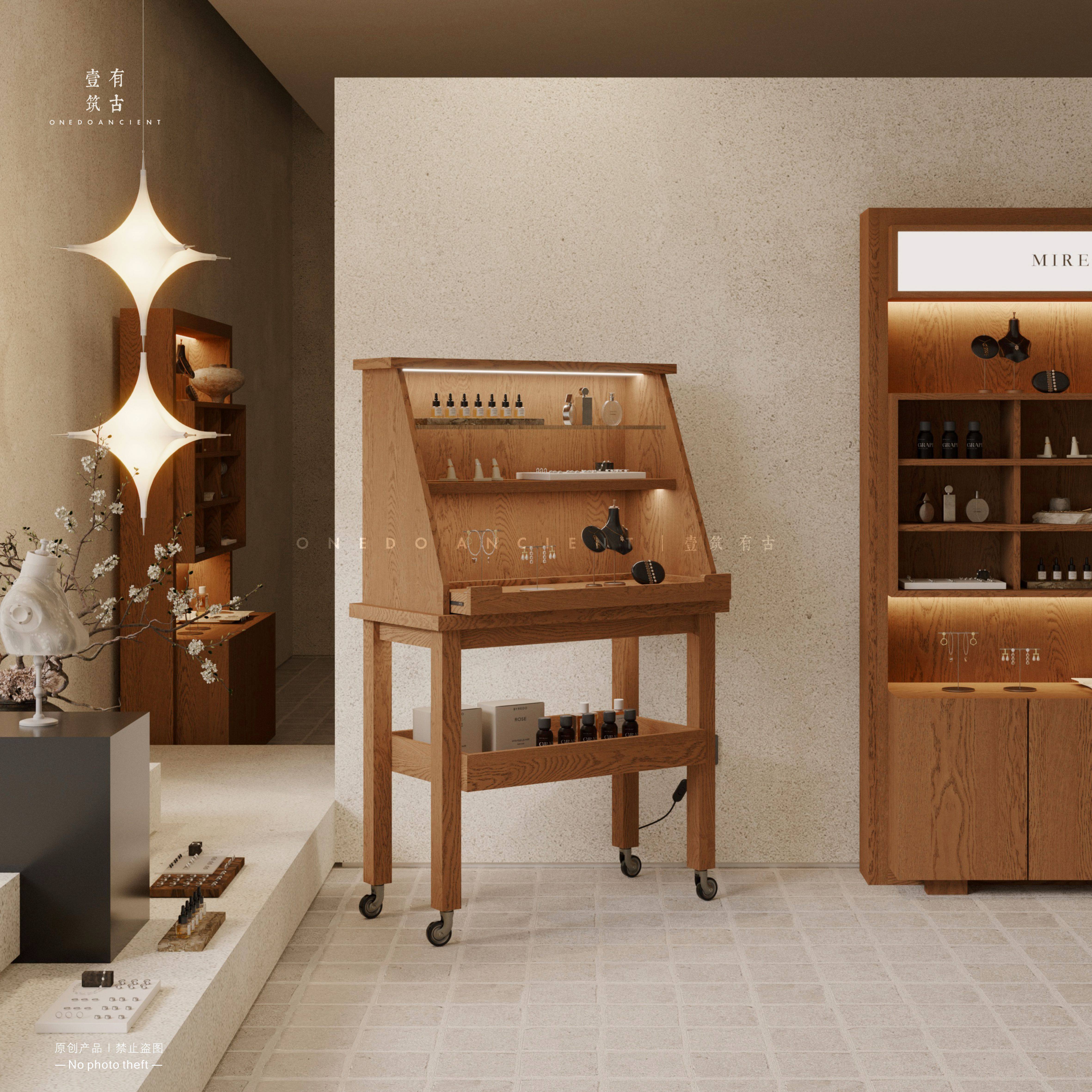 商场靠墙斜面首饰展示柜