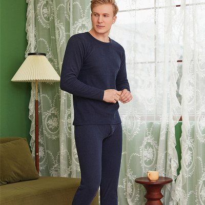 男士纯色德绒加厚磨毛保暖内衣