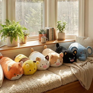 萌趴猫咪玩偶抱枕蜜蜂大象狐狸公仔毛绒玩具挂件装饰品女生礼物