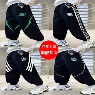 胖童男装加肥加大纯棉运动裤加绒款男童春秋装2023新款束脚中大码
