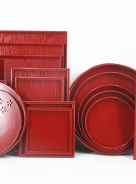 红色实木长方托盘 茶盘 日式茶盘 茶具 果盘 托盘 婚礼盘订做