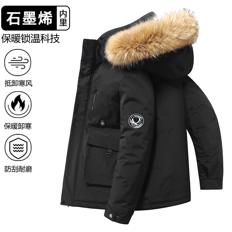 400斤特大码羽绒服男冬季新款加肥加大肥佬大毛领防寒服宽松外套