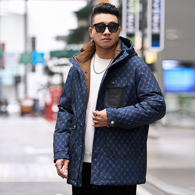 大码男装加厚保暖连帽棉服外套