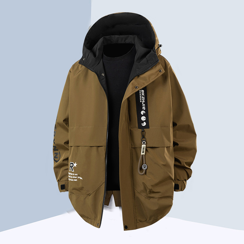 300斤新款大码中长款风衣外套男青年加肥加大宽松潮休闲帅气夹克