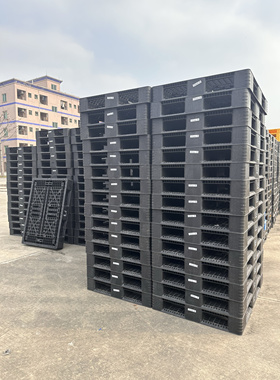 二手卡板黑色网格田字塑料托盘叉车专用仓库防潮垫出口免检防潮