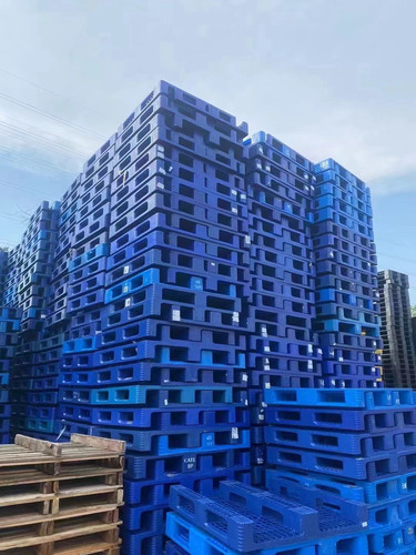 二手川字田字网格塑料托盘带钢管仓库货架防潮垫进口塑胶卡板叉车