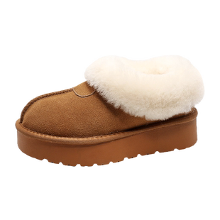 ebv2025年冬季新款厚底短筒塔茨特增高雪地靴女加厚保暖真皮棉鞋