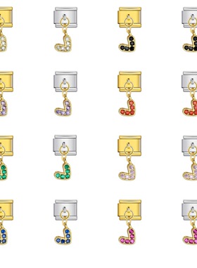 带钻V形爱心吊坠模块手链不锈钢挂钩DIY拼接弹力表带闺蜜礼物