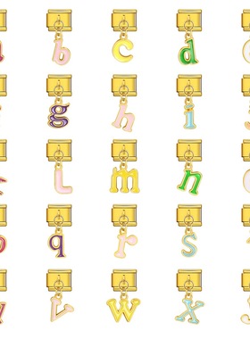 金底彩色滴油字母意大利模块手链不锈钢焊接挂钩表带闺蜜情侣礼物