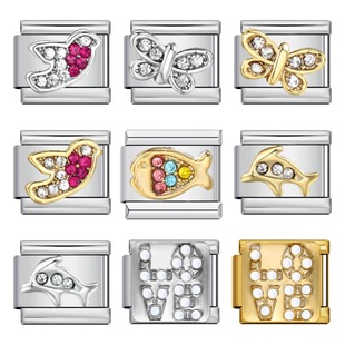 镶钻不锈钢DIY意大利模块手链表带礼物Italian Charm Bracelet