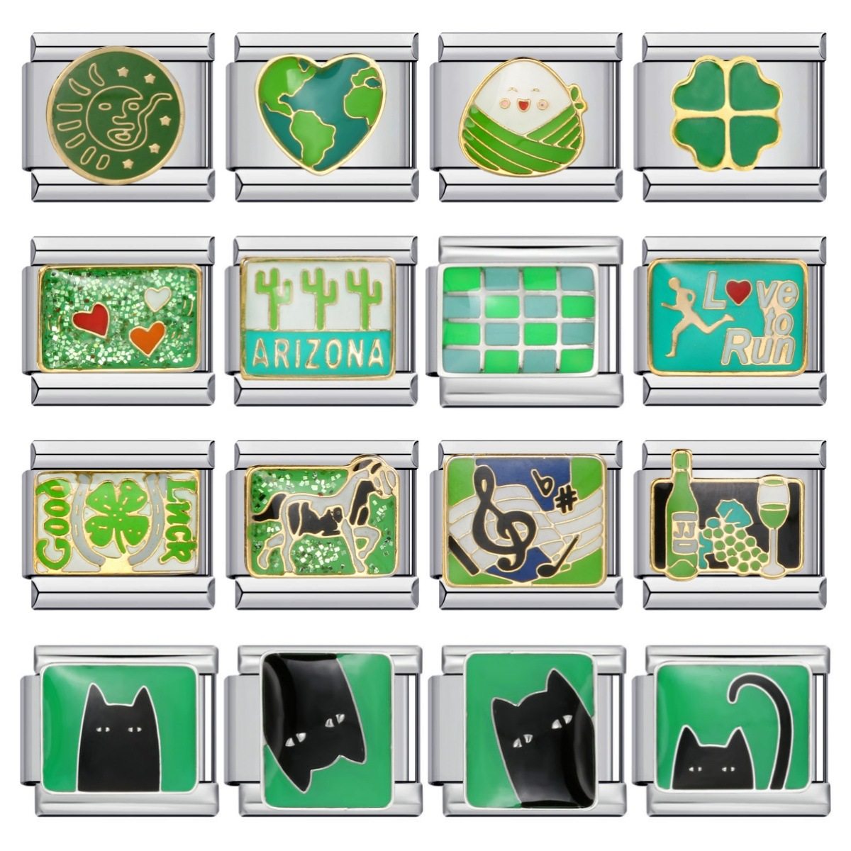 绿色系不锈钢模块手链卡通diy意大利模块表带配件情侣闺蜜礼物