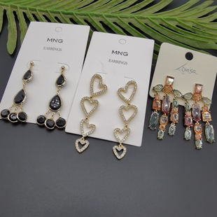 外贸饰品A9新款 质感异形不规则镶嵌宝石精致街拍大气漂亮耳钉耳环