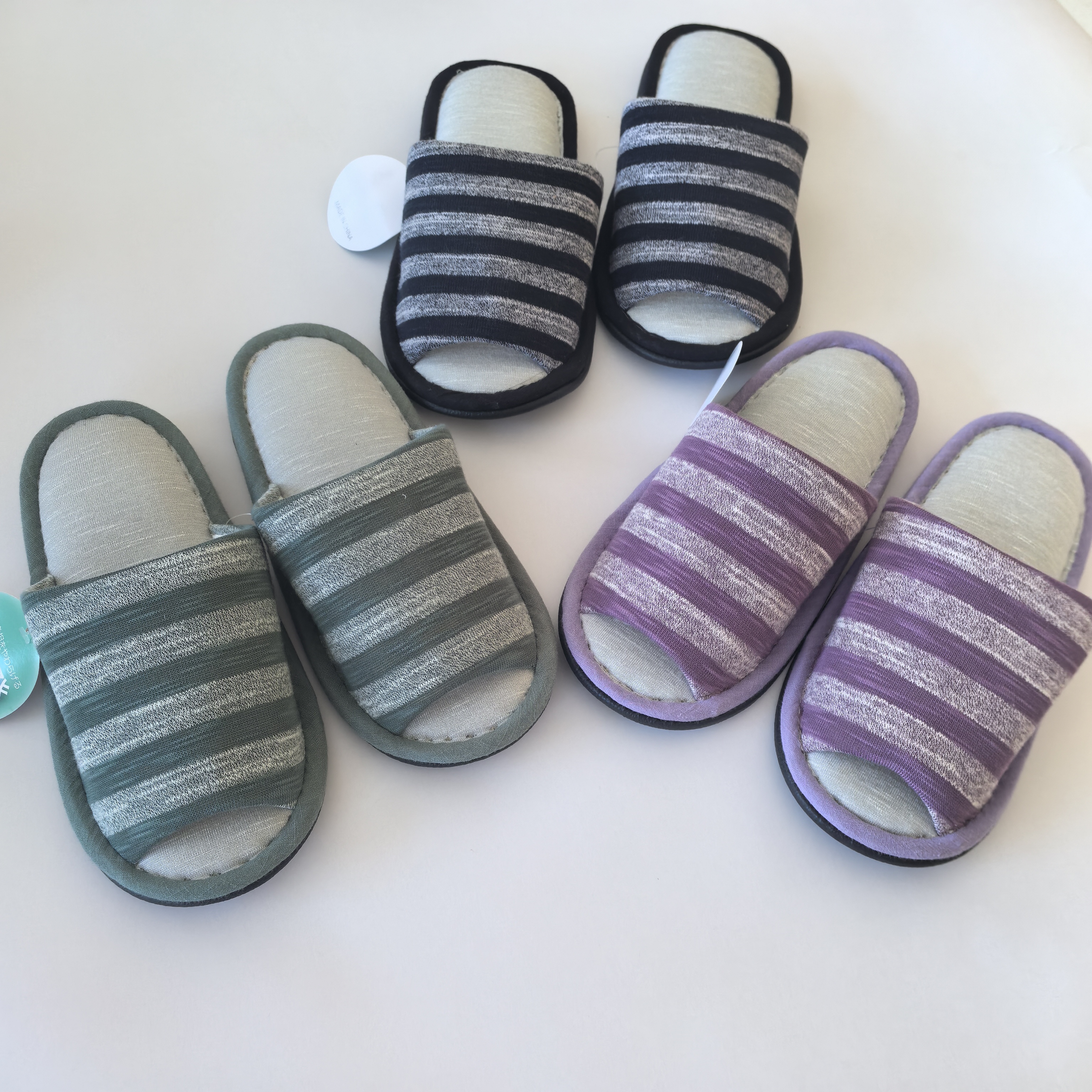 外贸出口日本日式室内居家拖鞋静音不伤地板拖鞋轻便 条纹情侣拖