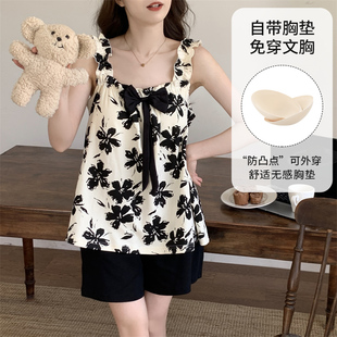 背心睡衣女夏季 可外穿 爆款 少女网红风甜美休闲公主风家居服套装