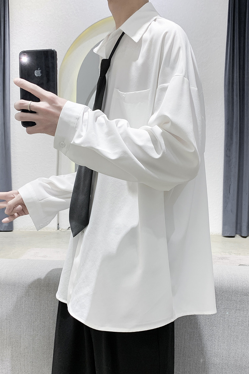 春夏2021港风免烫时尚潮流长袖宽松休闲衬衫D201-DM12-P40,男装衬衫,电商D321-1
