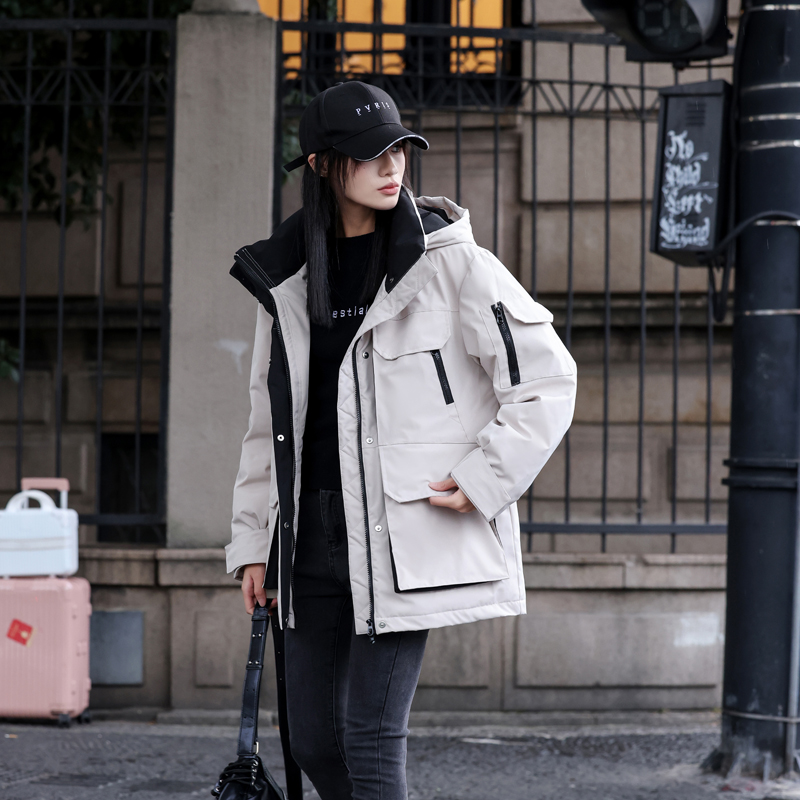 清仓特价工装羽绒服女收腰外套爆