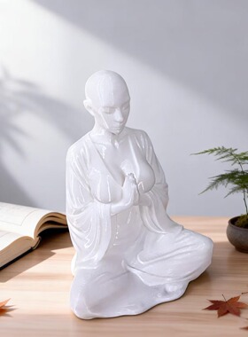 国风新中式禅女打坐3D打印雕像