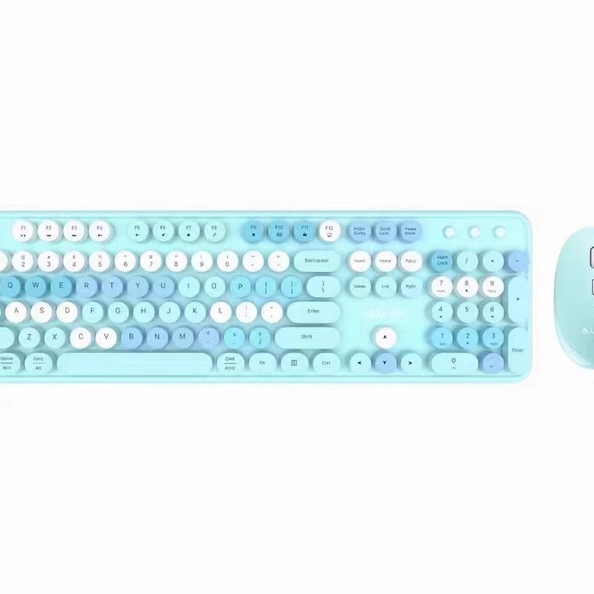 狼蛛AC306粉色浅蓝色圆帽无线键鼠套装键盘鼠标笔记本台式USB2.4G