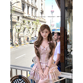 刺绣花朵钉珠淡粉上衣蕾丝蛋糕短裙套装 洋裙博物馆 迟伞伞26