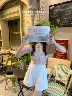 白色佳人 高腰宽松百搭休闲短裤 原创垂感短西裤 薄款 女夏季 迟伞伞