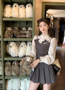 百褶裙吊带上衣套装 可拆卸蝴蝶结西装 裙女 梨泰院下午茶 迟伞伞