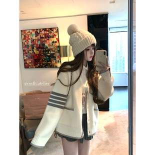 迟伞伞26/ss 晚冬回信 tb高密度羊毛针织开衫上衣蝴蝶结百褶半裙