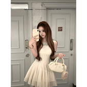 单扣开衫 迟伞伞26 两色入 亚麻羊毛蝴蝶结无袖 背心裙 云絮轻语