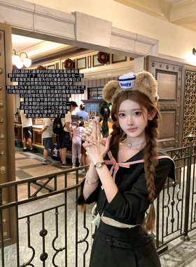 迟伞伞25/fw 横滨日光 fifi海魂领羊毛系带短款外套腰带半裙套装