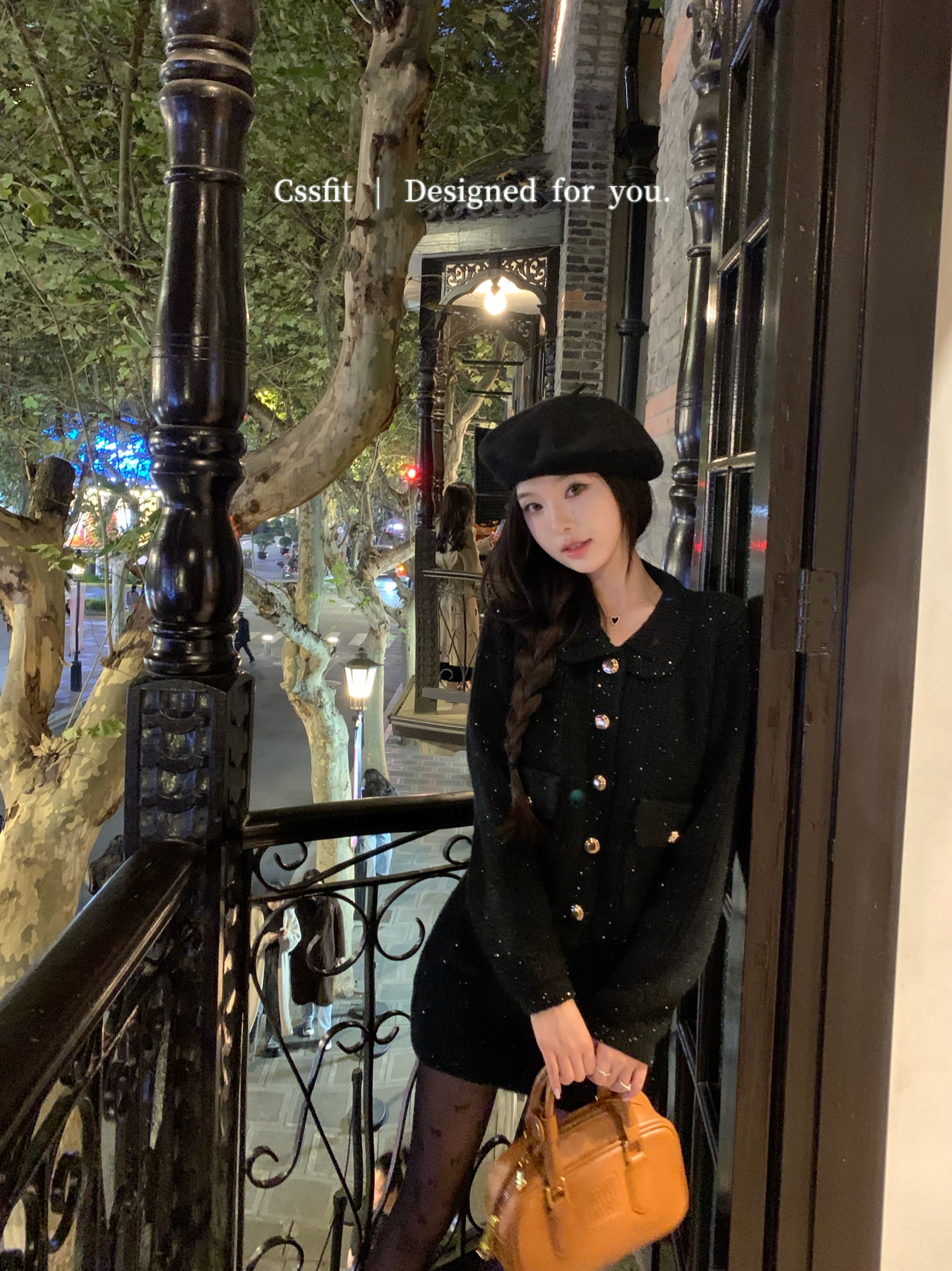 迟伞伞翻领羊毛miu系针织套装