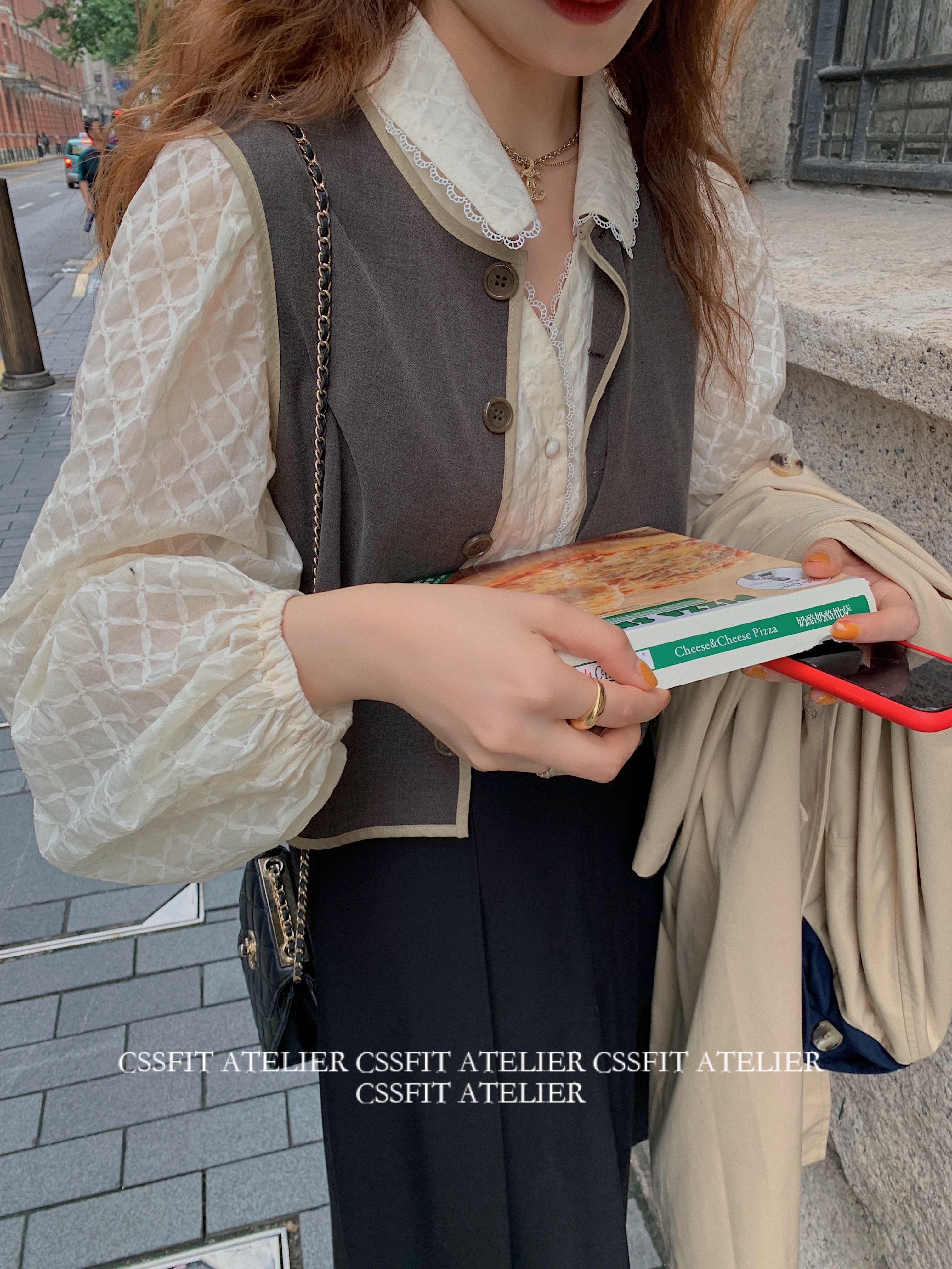 【迟伞伞】内搭王者 英伦接缝拼色精纺羊毛小马甲