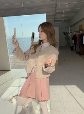 迟伞伞  classic高温压褶质感明线灰色百褶短裙高腰a字半裙