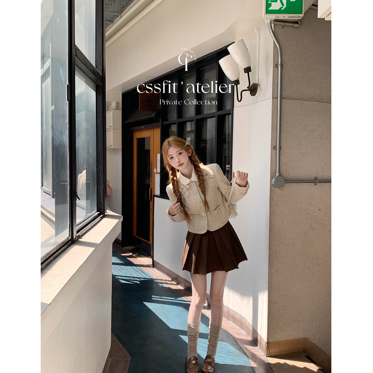 迟伞伞蝴蝶结小香风外套