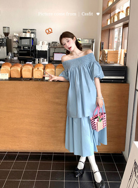 迟伞伞 25/ss 强推！伞伞私服～cooos蓝色打揽衬衫套装(长袖/短）