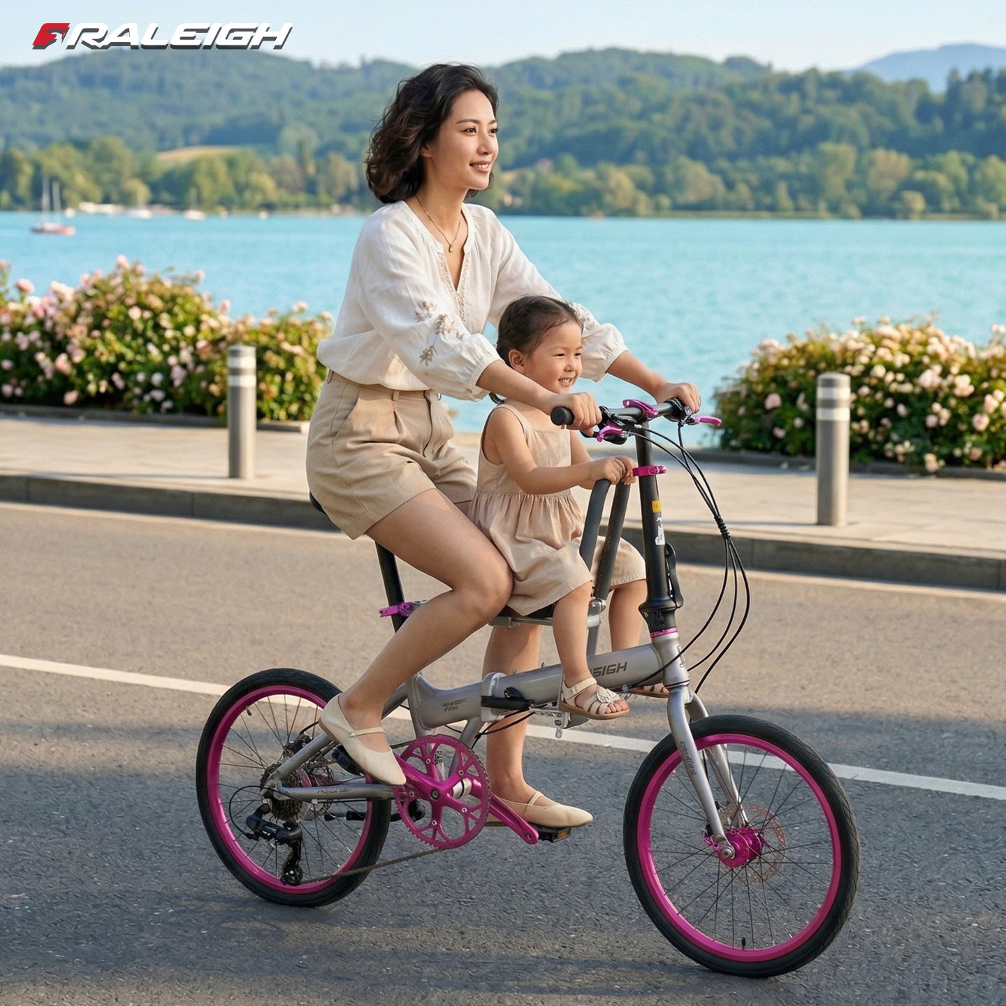 英国兰令亲子折叠自行车母子车代步车禧玛诺变速油刹 20 寸超轻