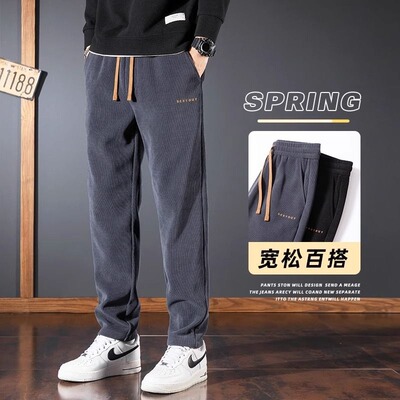 秋冬季运动男士加绒男裤子男款加厚直筒休闲裤2025新款灯芯绒卫裤