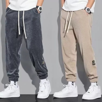 广州十三行男式高端休闲裤秋冬季灯芯绒裤子束脚休闲百搭九分卫裤