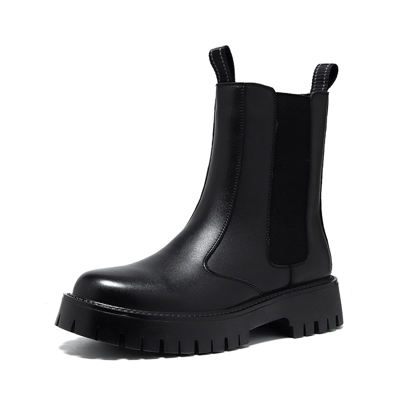 WINTER FLEECE CHELSEA BOOTS MENS BOOTS BRITISH MARTIN BOOTS MENS MID-TOP ZIPPER CHIMNEY BOOTS HIGH-TOP PLATFORM COTTON SHOES