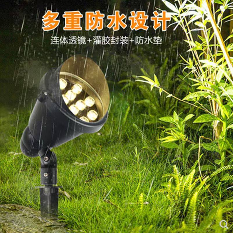 led照树灯射树灯户外防水插泥射灯庭院插地射灯地插灯圆形草坪灯