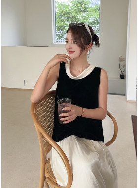MISS RUILI定制   新款轻奢丝绒翻领小衫气质温柔风上衣F2210