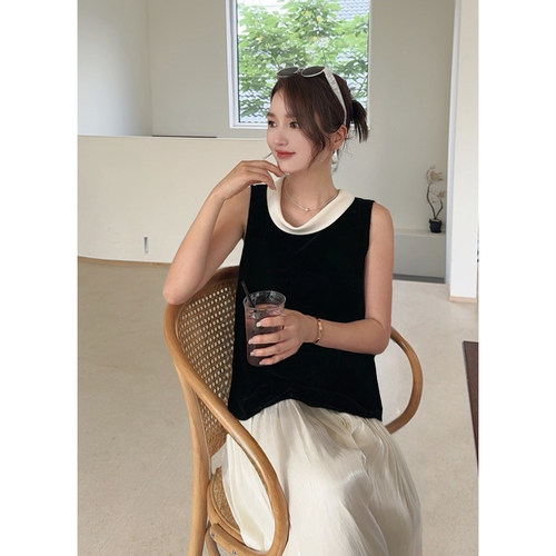 MISS RUILI定制   新款轻奢丝绒翻领小衫气质温柔风上衣F2210