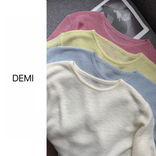 基础纯色柔软舒适多巴胺针织衫 MISS 新款 春季 F1717 RUILI定制