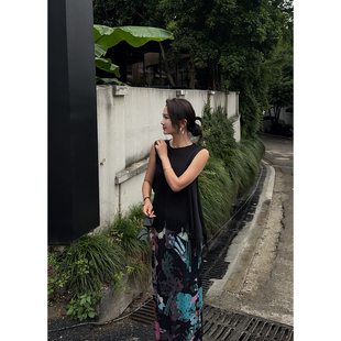 MISS RUILI定制 新款圆领高品质纯色流苏简约显瘦无袖T恤F2213