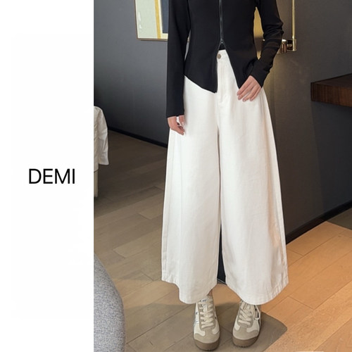 MISS RUILI定制 早春新款纯色简约高腰垂感百搭直筒裤显瘦F1660