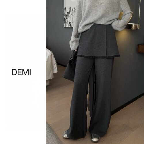 MISS RUILI定制  春季新款一体式屁帘弹力设计感潮流休闲裤F1708