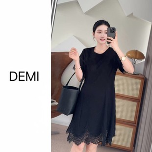 2025法式 定制 蕾丝拼接遮跨显瘦连衣裙F0623 RUILI MISS