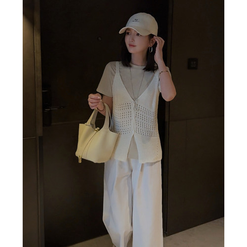 MISS RUILI定制  新款镂空吊带针织背心叠穿百搭简约马甲F1839