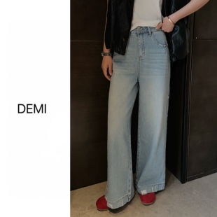 RUILI定制 阔腿牛仔裤 春季 极简风毛边宽松显瘦窄版 F1785 新款 MISS