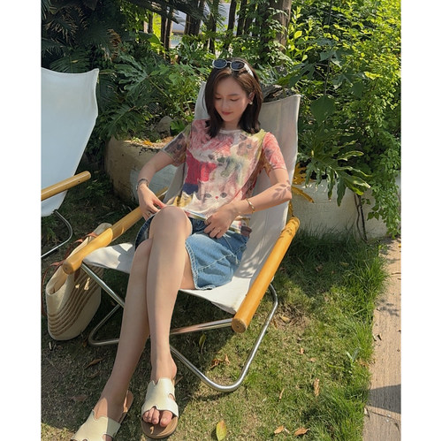 MISS RUILI定制 2026新款晕染彩色时尚印花短袖T恤女F2085